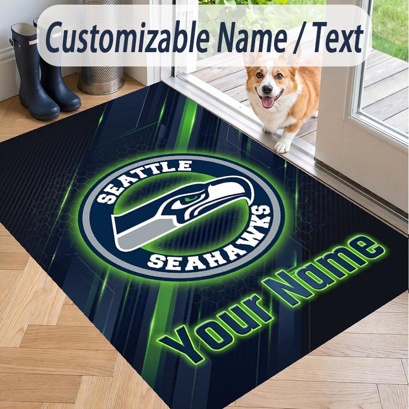 Custom Text Printed Rug Seattle Seahawks Non Slip Floor Carpet For Home Room Decor