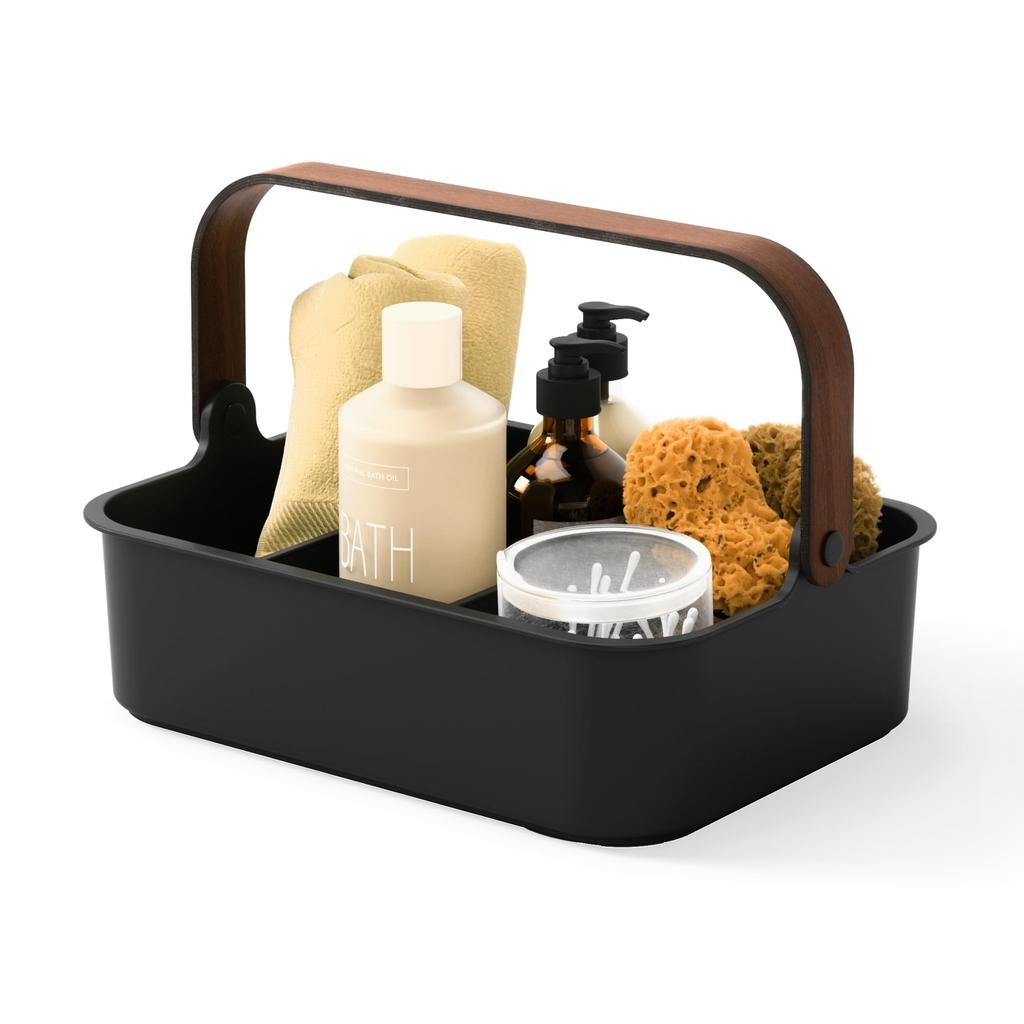 Official Umbra Bellwood Stackable Bin, 35x26cm, Black/Walnut