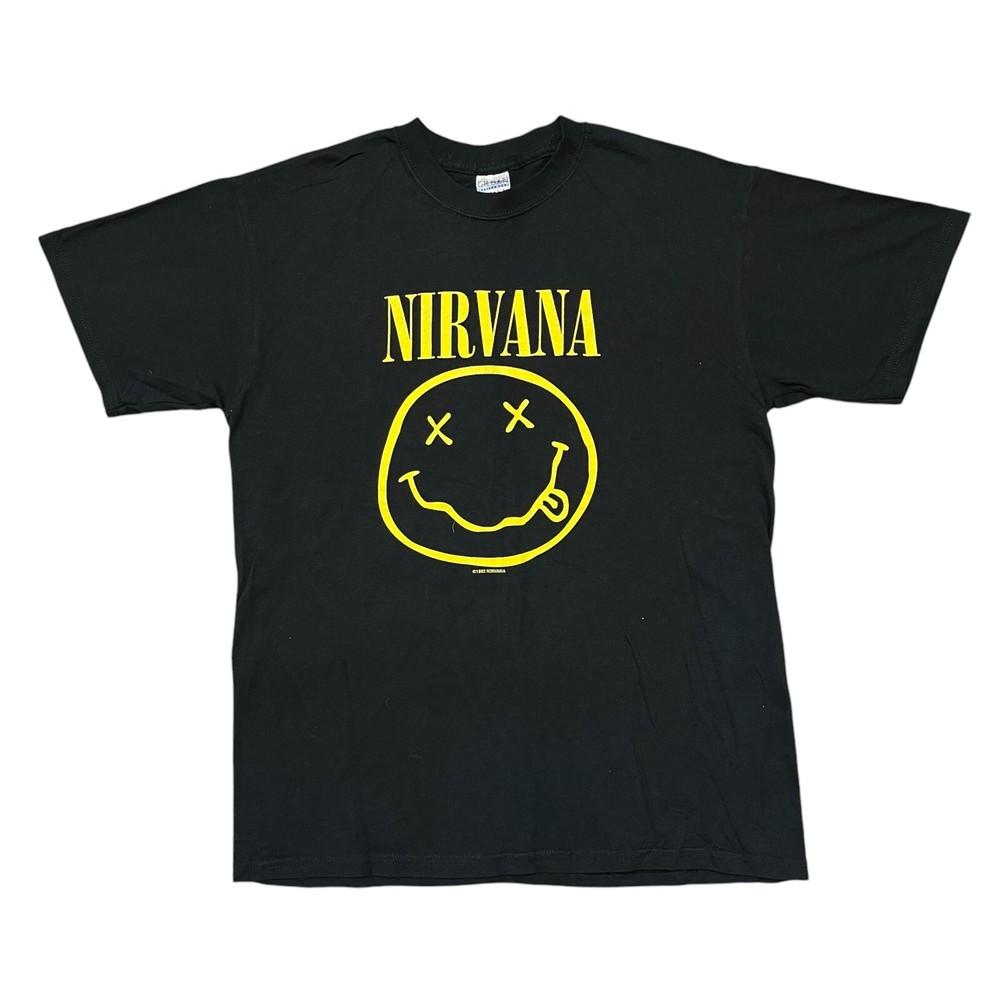 Vintage Nirvana Shirt Black Medium Rock Band Tee Concert Kurt Cobain Soundgarden XL