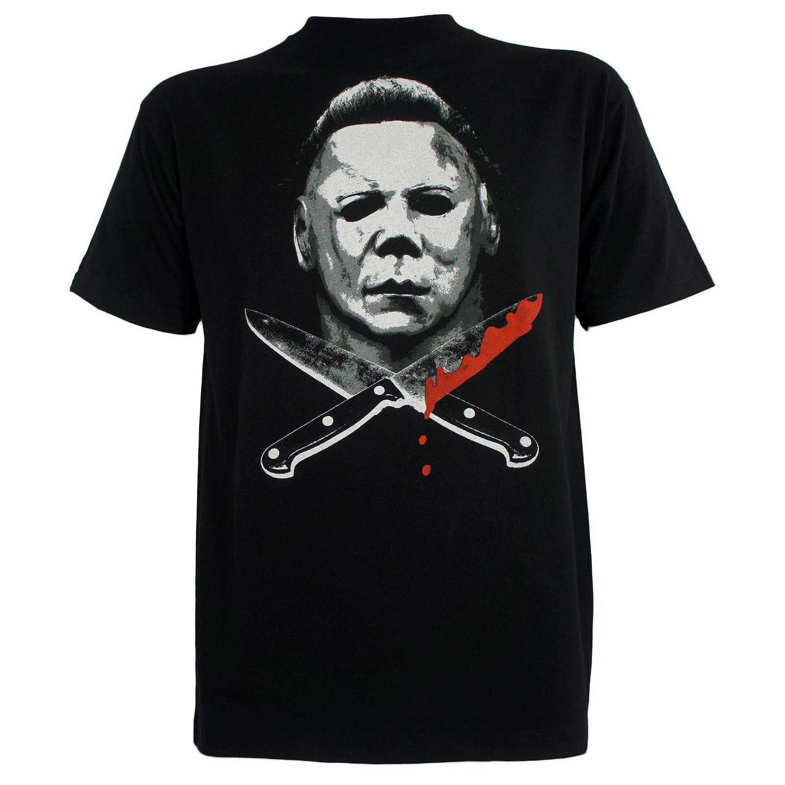 

Authentic HALLOWEEN Movie Michael Myers Knives Face T-Shirt S M L XL 2XL NEW L