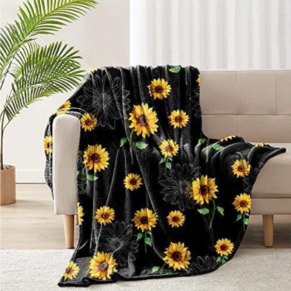 Sunflower Pattern Flannel Blanket Sofa Sheet Bedspread Blanket