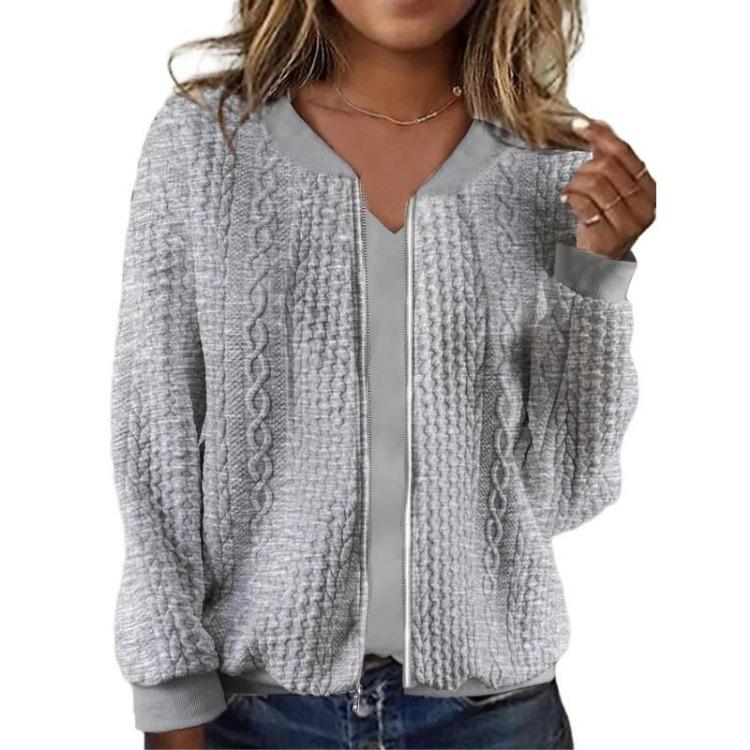 2024 Dam Höst Vinter Dragkedja Pilotjacka Casual Långärmad Enfärgad Tröjjacka Mode Ytterkläder