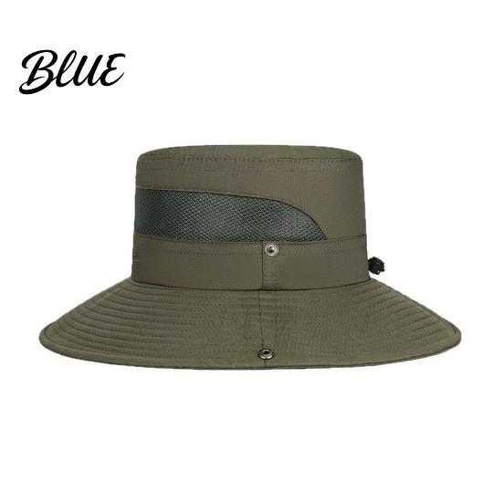 Wide Brim Hat for Beach Summer Mesh Spliced Bucket Men Women Extra Sun Foldable Outdoor Hiking with Adjustable Drawstring Portable Cap Fishing