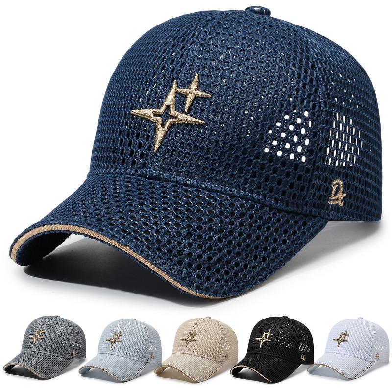 Summer Mesh Breathable Baseball Cap Star Embroidery Casual Hat Unisex Outdoor Travel Sports Sun Protection Peaked Cap