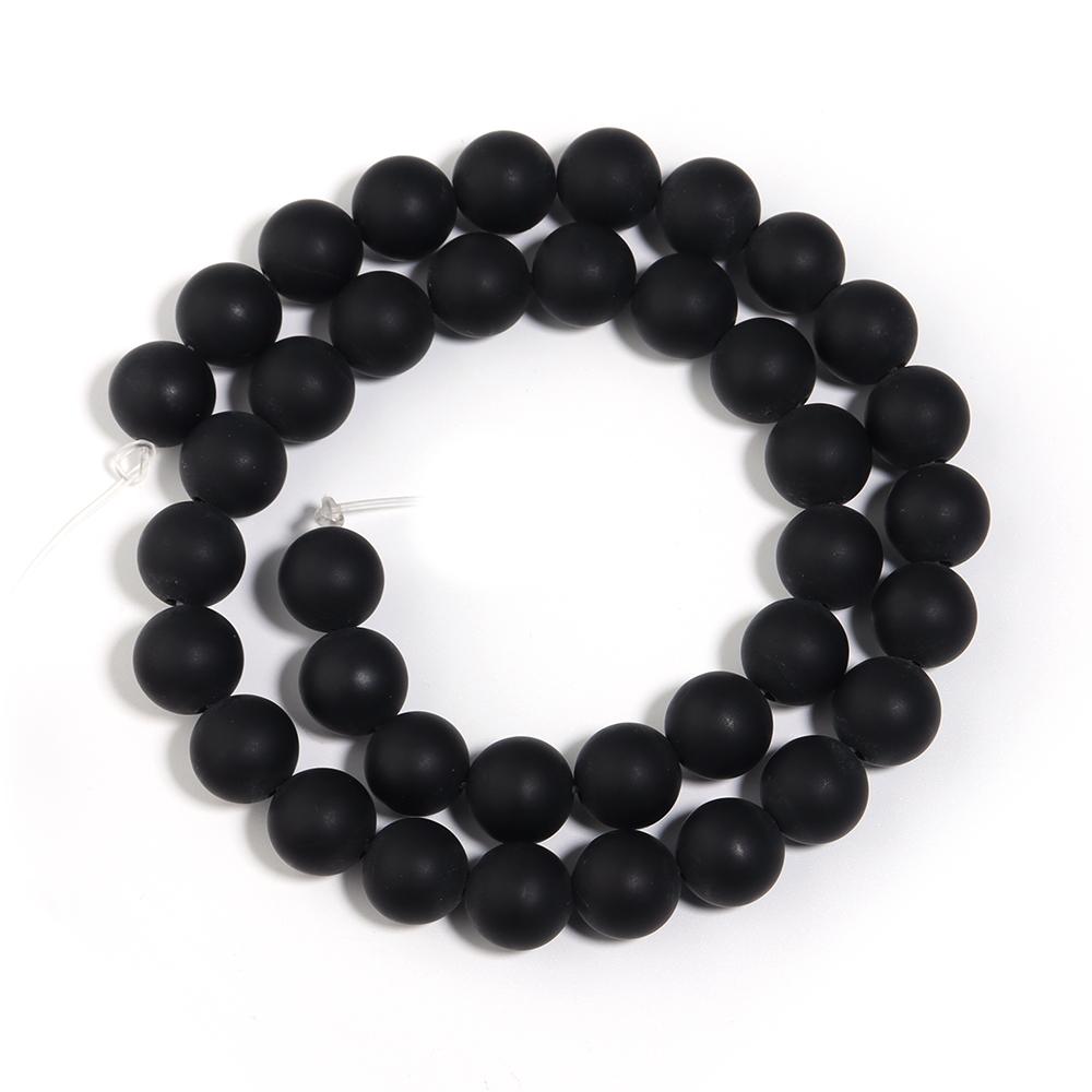 1 Strand 4/6/8/10/12mm Black Frosted Glass Stone Beads Round Loose Spaced Bead For DIY Handmade Bracelet Necklace Jewelry Making