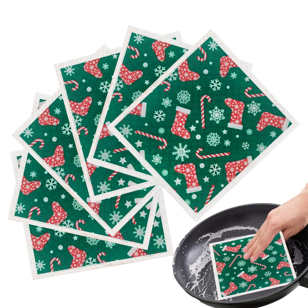 Dishwashing Cloths Non-scratch Reusable Dishwashing Rag 6 Piece Dishcloth Set For Cleaning Pots Bowls Home Kitchen Sinks