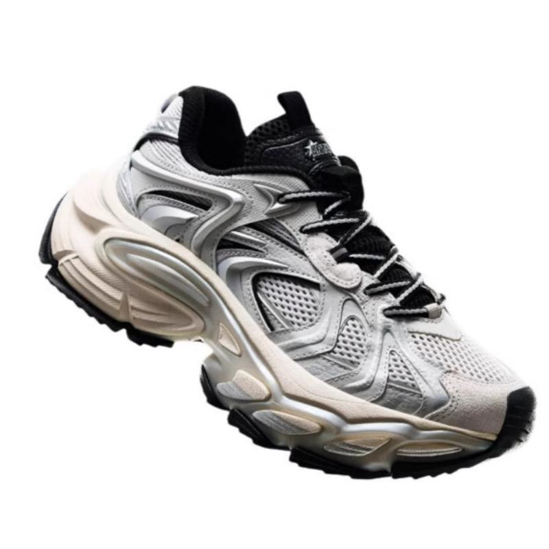 New Anta Height Increasing Wear-Resistant Slip-Resistant Low-Top Chunky Sneakers Men's Silver 912518891-2