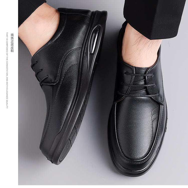 Fashion Spring Autumn New Black Leather Shoes for Men Fashion Lace Soft Sole Dress Shoes Male Designer Low Top Casual Loafers Man