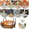 8 PCS Diamond Art Coasters Kit For Beginners, 5D Cat Art Coasters With Holder For Tabletop Protection, DIY Art Craft Supplies Gifts