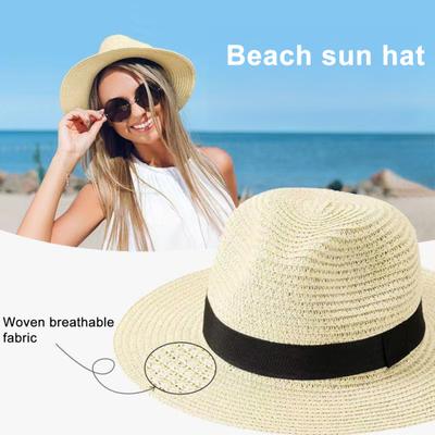 Damen Strohhut Breitkrempiger Sonnenschutzhut Atmungsaktiver Leichter Hut mit Nackenschutz Perfekte Passform Sonnenhut