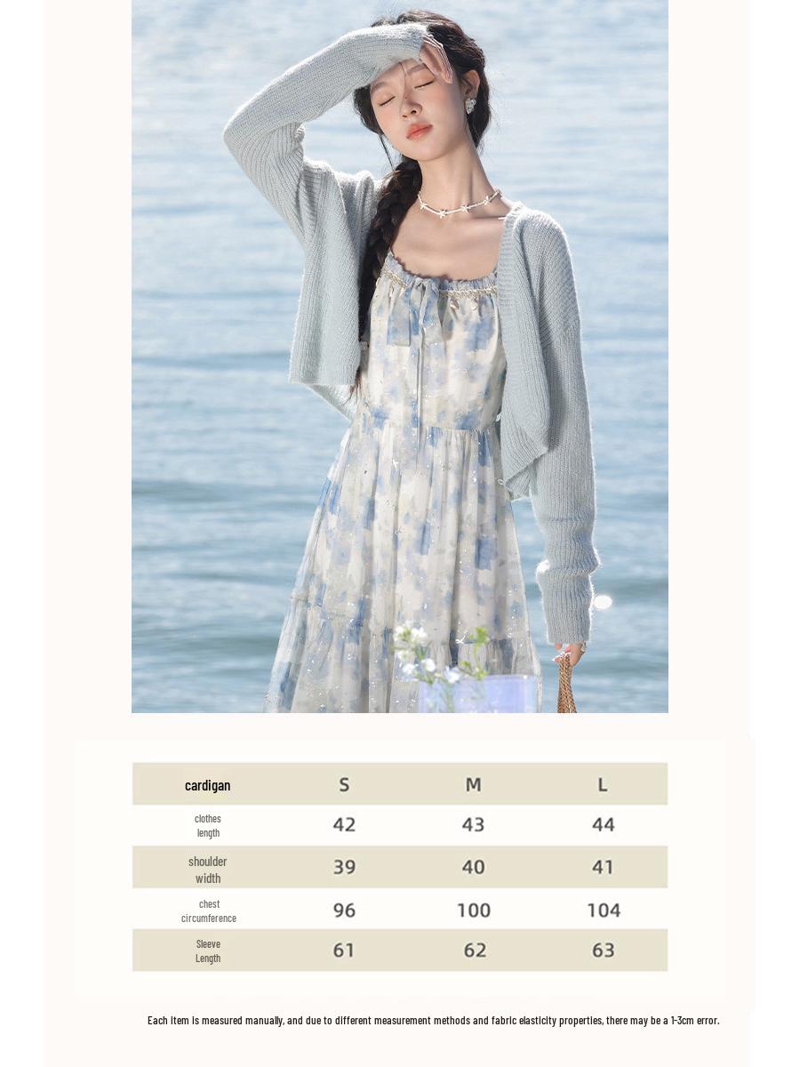 Deer to the South  Rainy Flowers  French Floral Print Maxi Dress - Summer Spaghetti Strap, Slimming Style XS