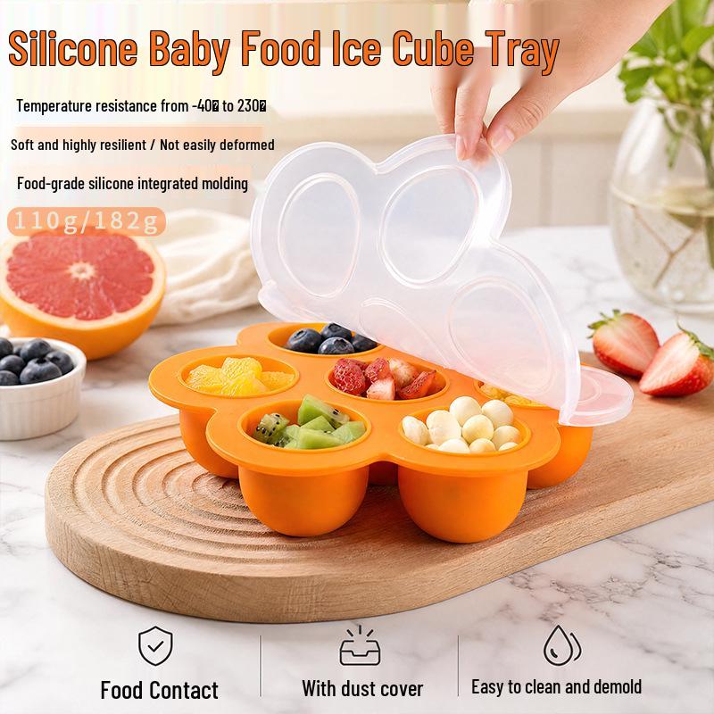 Baby Food Silicone Freezer Tray with Lid - High-Temperature Resistant, Sealed Compartment Mold