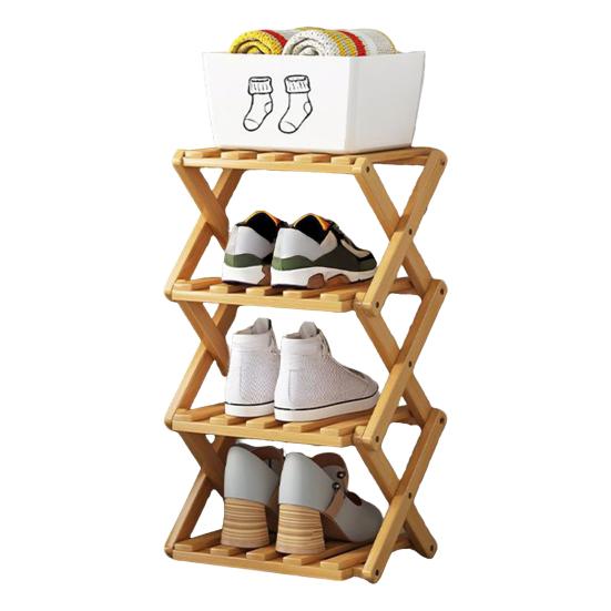 Mehrstöckiges schuhfreies Schuhregal, faltbar, schmal, Bambus-Schuhregal, platzsparend, Eck-Schuhorganizer für Eingangsbereich, Schrank, Wohnheim