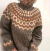 Maglione in maglia stampato a collo alto da donna - Collezione Invernale Europea e Americana