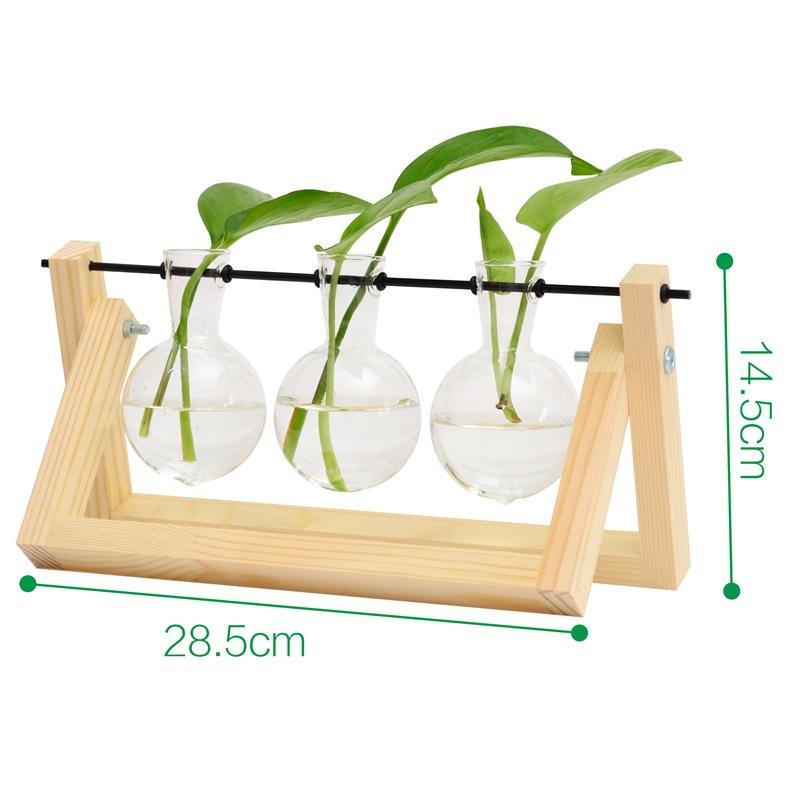 Air Planter Bulb Glass Vase Plant Terrarium With Wooden Stand Retro Tabletop For Hydroponics Home Garden Office Decoration