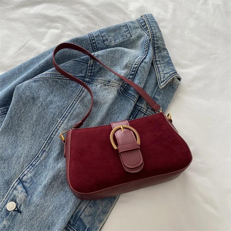 Faux Suede Underarm Bag, Zipper Fastener Fashiable Shoulder Cross Body Bags for Woman Small Square Bag, Suitable Daily Outfit