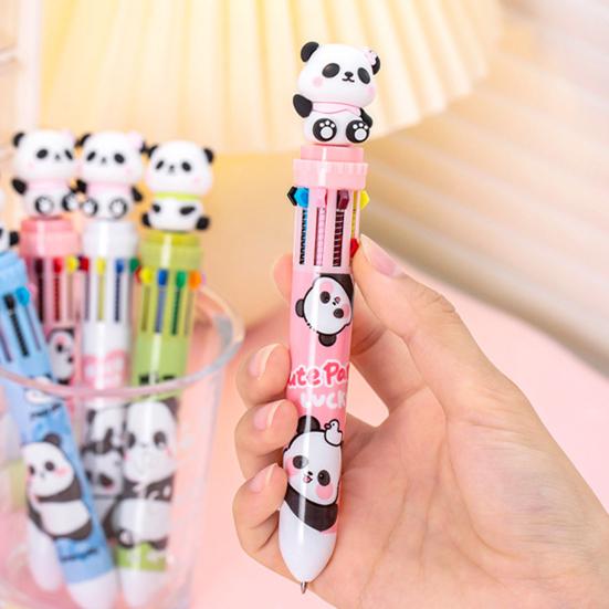 Kugelschreiber in Pandabär-Form Glattes Schreibgefühl Stift 10 Farben in einem Design Druckkugelschreiber für Schule Büro