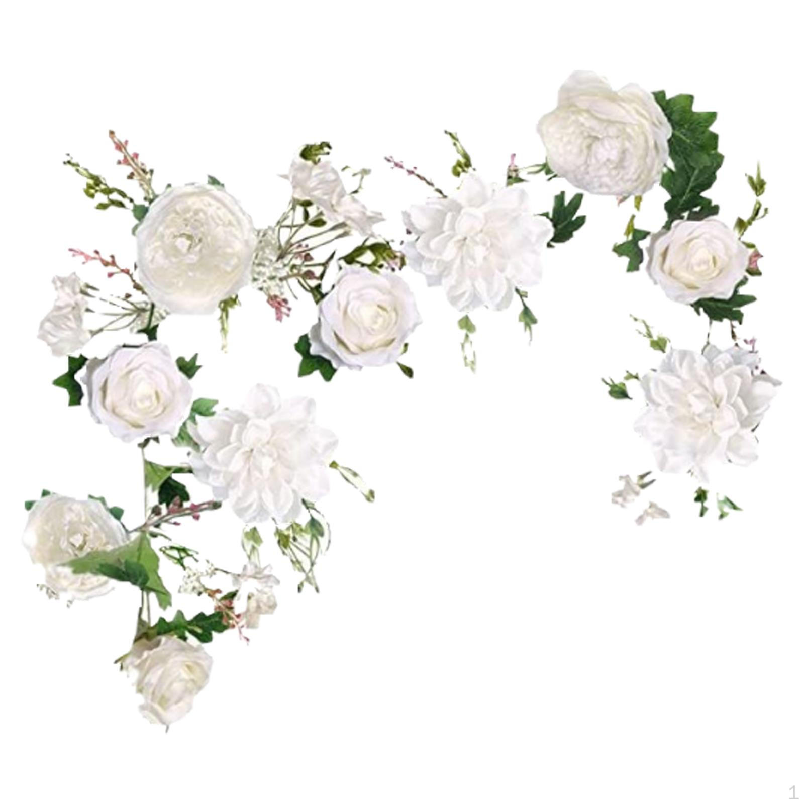 

Штучна квіткова гірлянда Декор бохо троянди з зеленим листям для весілля в саду White