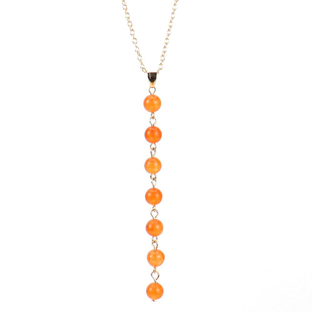 Handmade Multi-Color Agate Stone Pendant with 8mm Yoga Buddhist Beads Necklace N544
