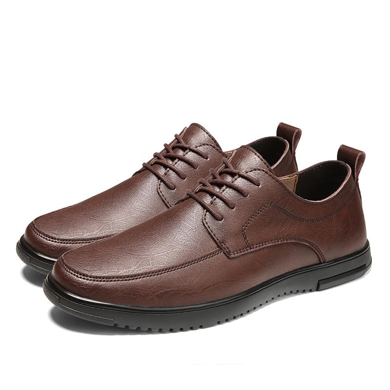 

Коричневые удобные и универсальные мужские кожаные туфли на шнуровке в минималистском стиле для мужчин, для свадеб, для офиса, для бизнеса, повседневные туфли 45 коричневый