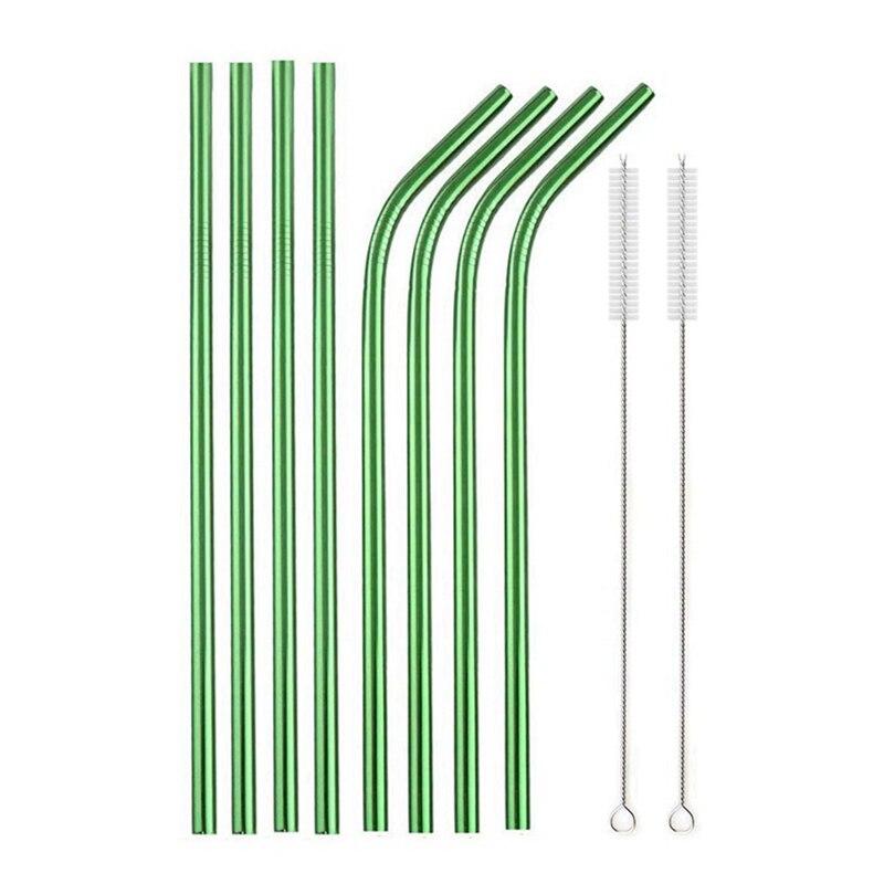 8pcs Multicolor Metal Straws High Quality Stainless Steel Straw Eco Friendly Reusable Straw Party Accessory Dishwasher Safe
