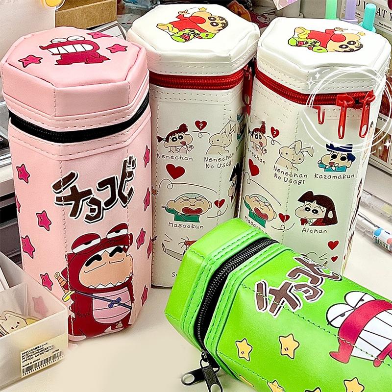 Crayon Shin-Chan Hexagonal Zipper Vertical Pencil Case Creative Cartoon Student Large Capacity Stationery Bag
