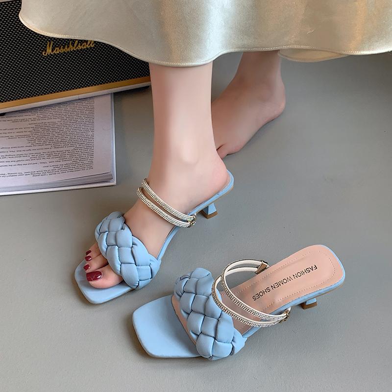Elegant Women Crystal Shoes Summer Pumps Sandals Jelly Slippers Open Toe High Heels Women Slippers Shoes Stiletto Heels Sandals