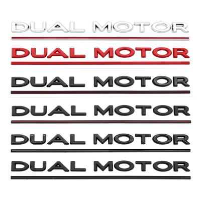 Emblém DUAL MOTOR Pro Model 3 Y S X Příslušenství Podtržená Písmena Logo Znak Výkonu Nálepka na Kufr Chromová 3D Nálepka