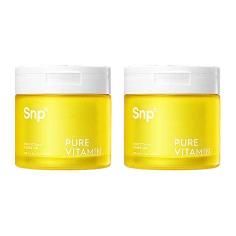 SNP Pure Vitamin Toner Pad 150ml x 60pads (Set of 2) - Brightening Daily Peeling Pad, Vitamin C & Niacinamide Glow Booster