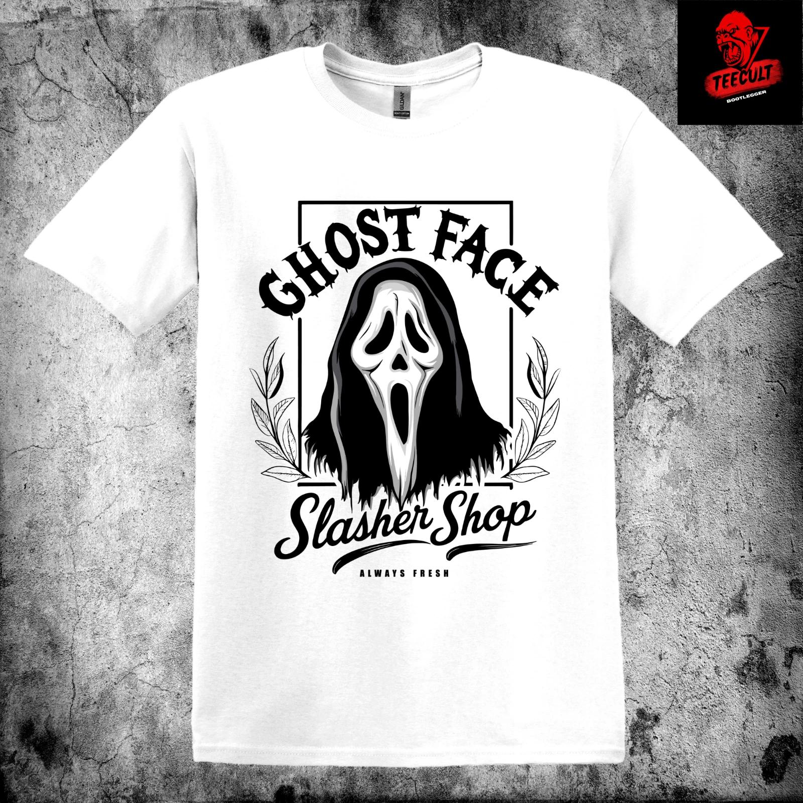 Men s and Women s T-shirts Ghostface Scream Slasher Shop Horror Movie Halloween Unisex XL