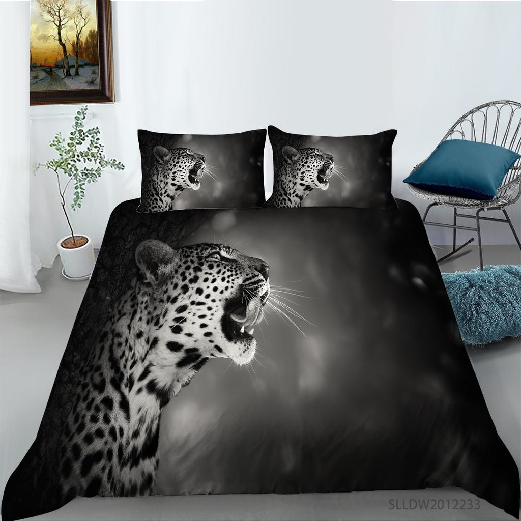 Leopard Series Digital Printing Quilt Cover Pillowcase Two Three Piece Set Polyester