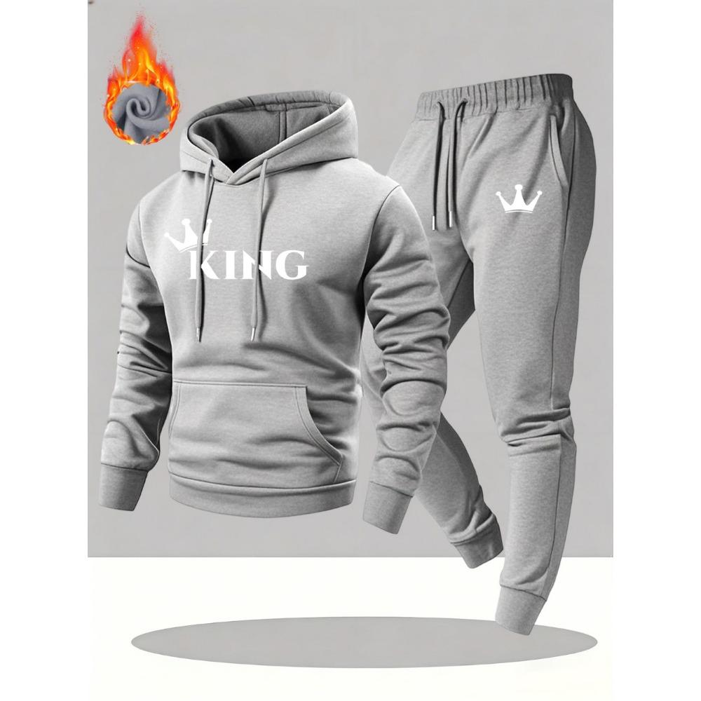 

Men Tracksuit Hooded Sweatshirt Sweatpants Set Autumn Winter Casual Fitness Jogging Sports Two-Piece Unisex Outfit XXL