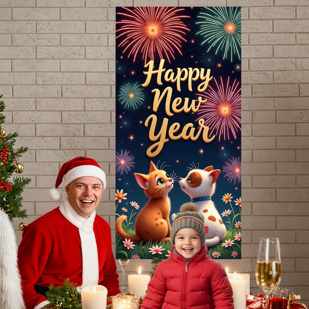 New Year Display Night Sky Background New Year Backdrop Celebration Display Golden Text Yearly Backdrop For New Year Party