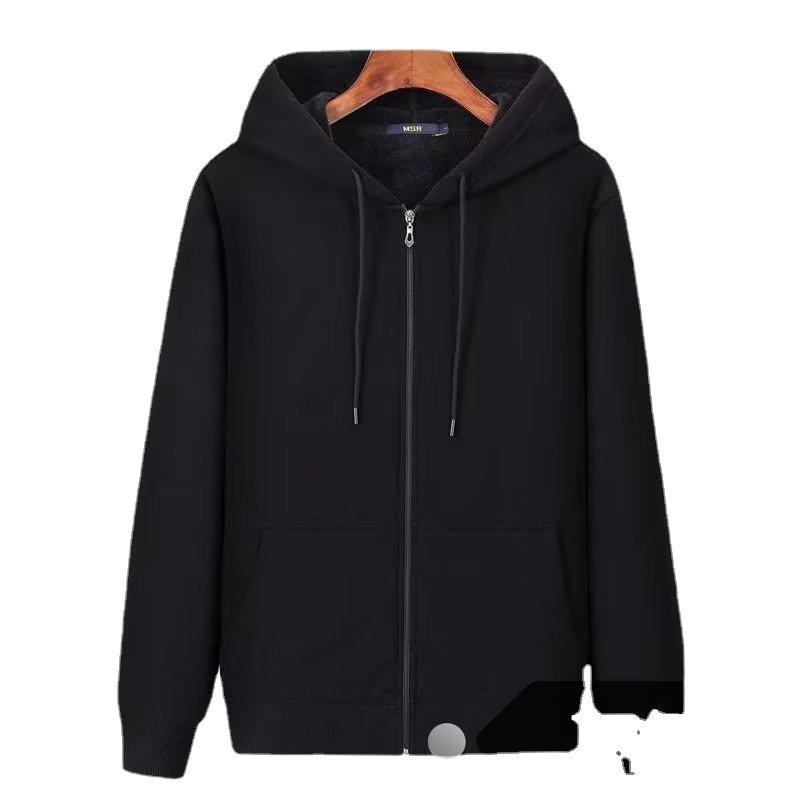 Herren-Strickjacke aus Samt mit Kapuze – lässiger, einfarbiger Herbstpullover