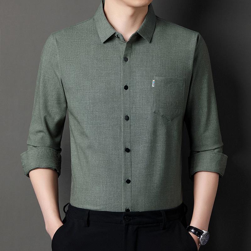 Spring and Autumn Men's Long Sleeve Shirts Business Casual Men's Loose Real Pocket Shirts