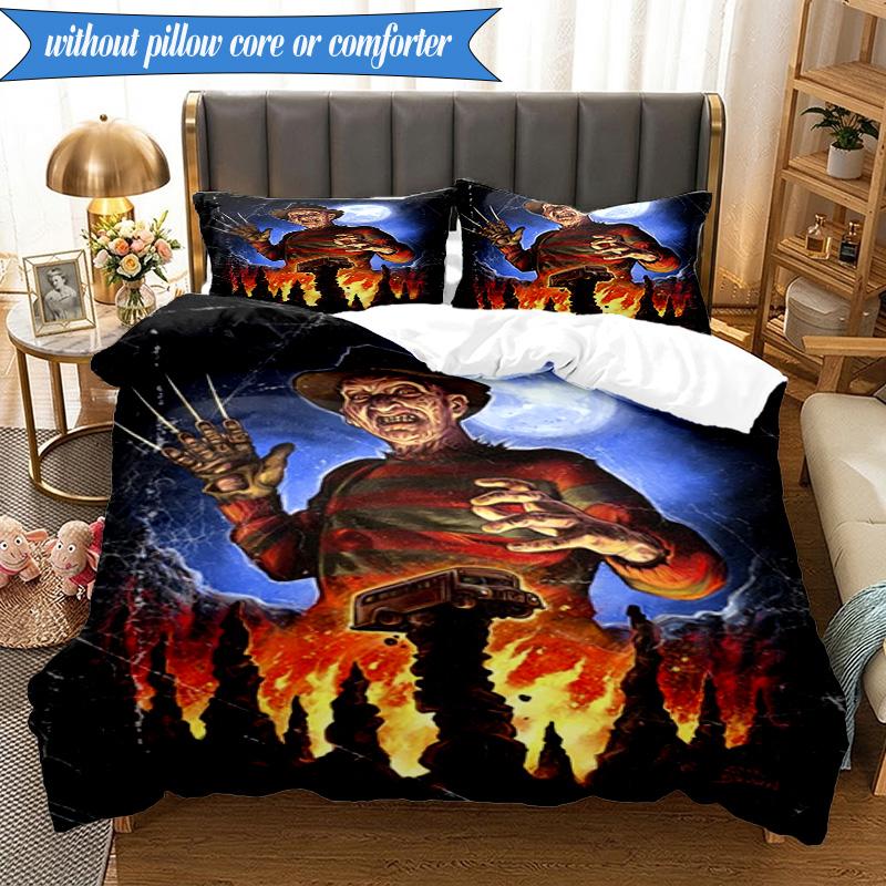 Horror Movie Characters 3pcs K-pop music group Bedding set,Ideal for Bedroom, Dormitory,Including Duvet Cover And 2pcs Pillowcases,Fan gifts