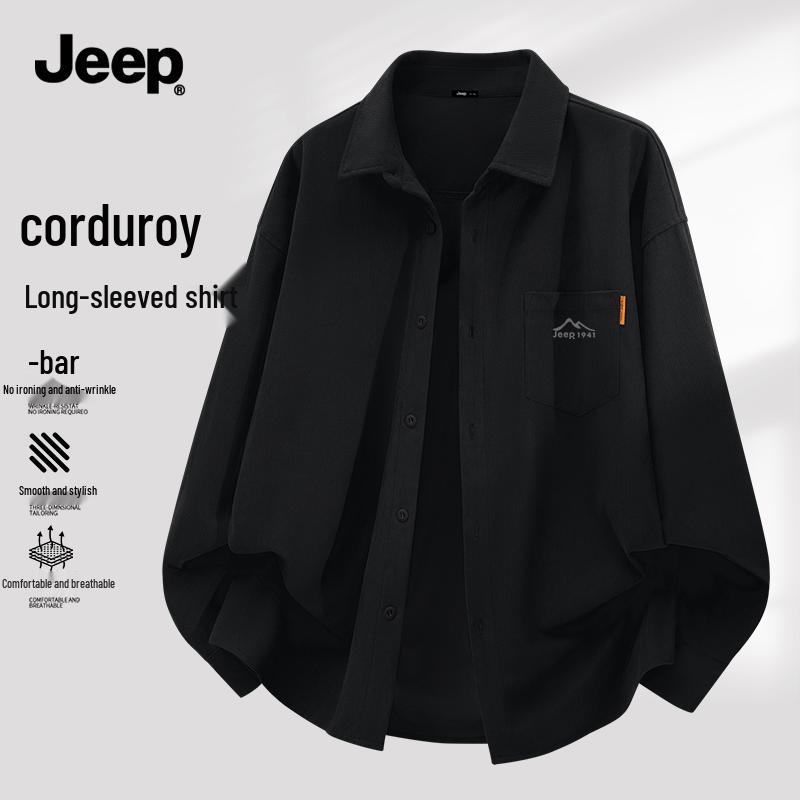 JEEP Men s Retro Corduroy Long Sleeve Shirt 3XL