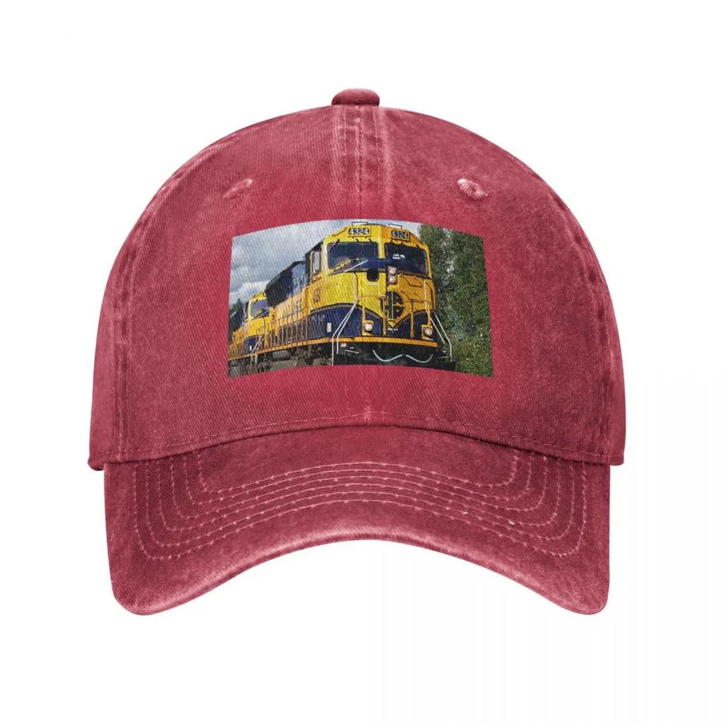 Alaska Railroad train engine Baseball Cap Bobble Hat Fishing cap Sun Hat For Children Hood Womens Beach Outlet  Mens