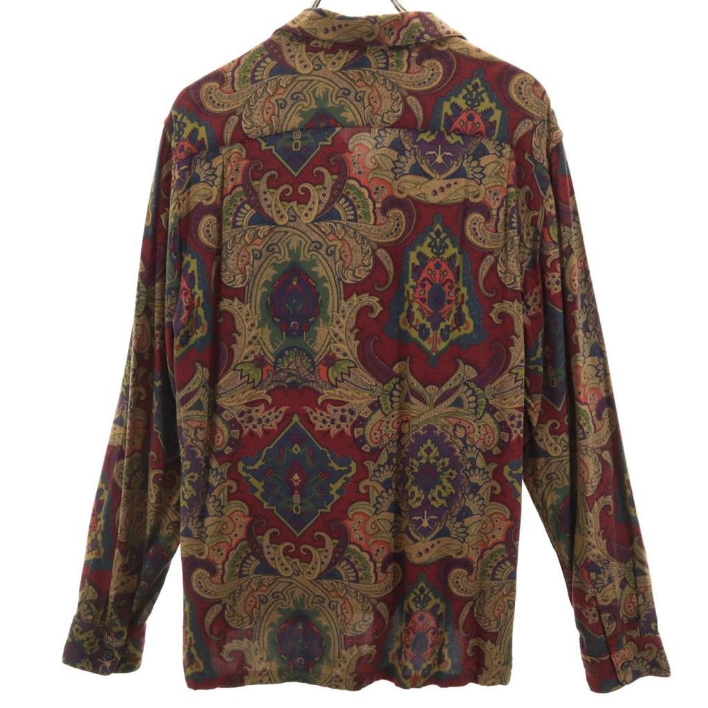 Supreme 15AW Paisley Pattern Long sleeve Open collar shirt M Burgundy Men's Used