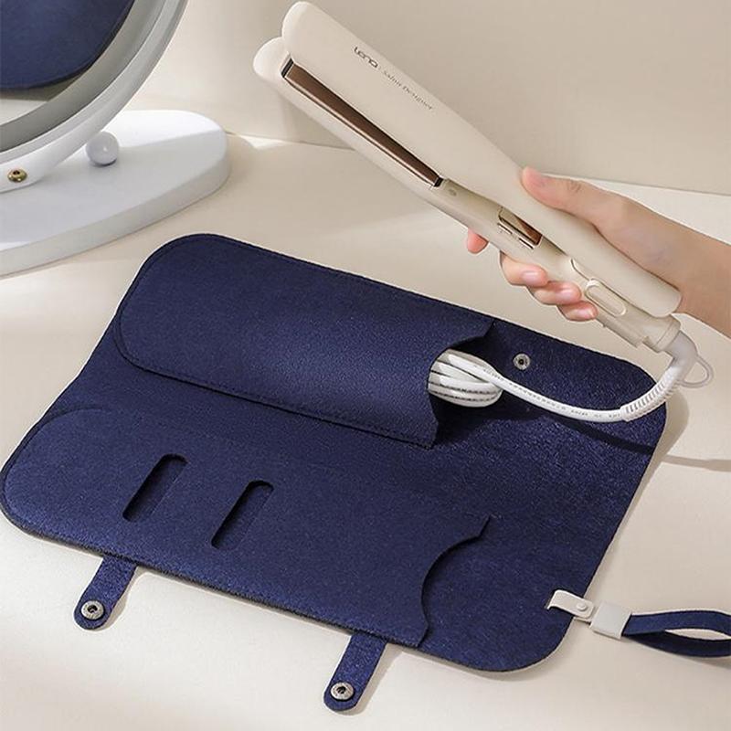 Hair Curling Iron Storage Bag Travel Felt Hair Straightener Storage Bag Flat Iron Organizer Pouch Curling Iron Insulation Mat