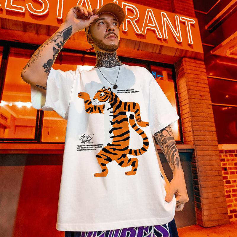 T18 Polyester Hip Hop Oversized T-Shirt, M-8XL - Short Sleeve Hong Kong Style, Plus Size Trend