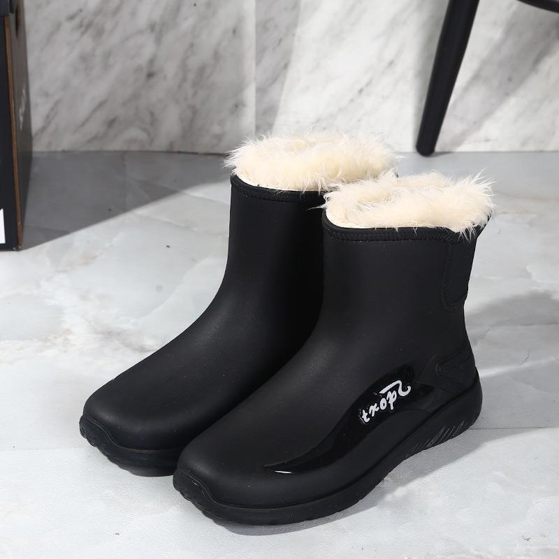New Thick-soled Velvet Warm Fishing Special Rain Boots Rubber Shoes Waterproof and Non-slip Water Shoes Men's Rain Shoes Short Tube Thickened