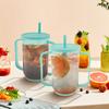 2Pcs Adult Sippy Cup 12 OZ Plastic Elderly Spill Proof Cup with 2 Handle and Reusable Straw for Home Kitchen Seniors Liquids