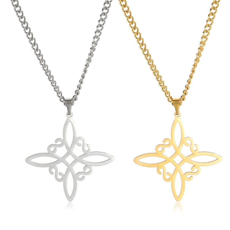 Fashion Celtic-Knot Pendant Necklace Witches-Knot Choker Chain Triquetra-Trinity Charm Clavicle Chain Jewelry Ornament