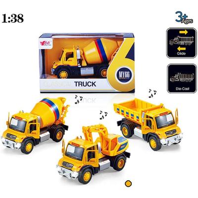1/38 Legering Støpt Dumper Gravemaskin Hjullaster Sementblander Metallmodell Ingeniør Byggekjøretøy Leker for Gutter Bil