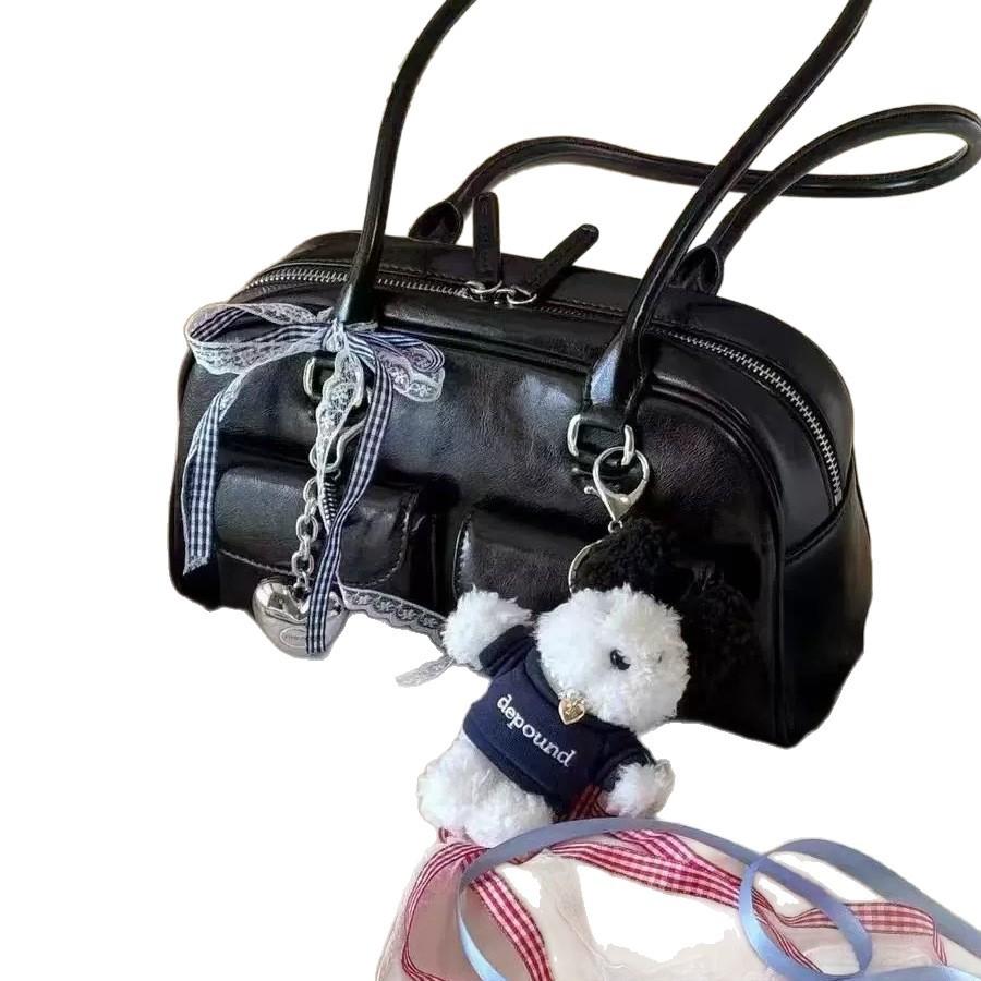 Autumn And Winter Frosted Leather Boston Pillow Bag Daily Versatile Handbag Casual Soft Leather Portable Shoulder Bag
