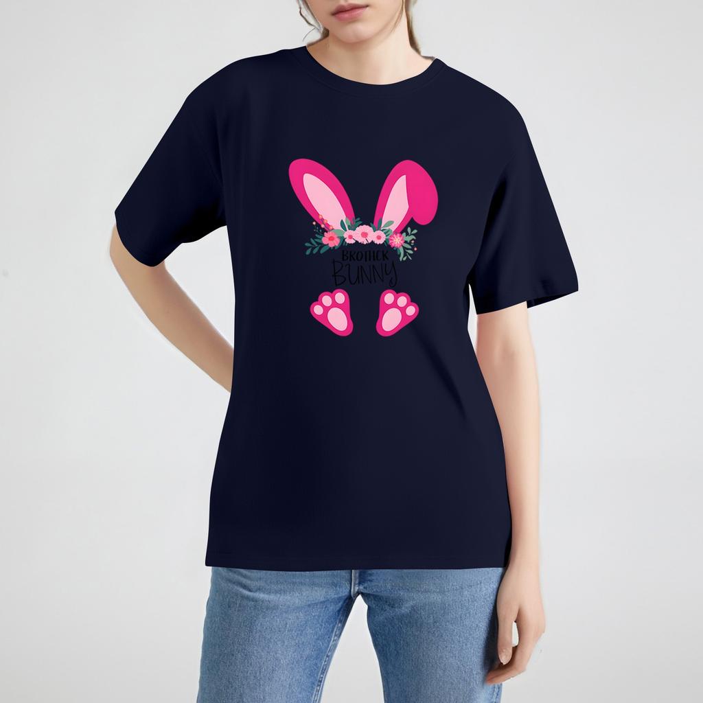 Women's Shirt Short Sleeve Easter Print T-shirt Loose Top