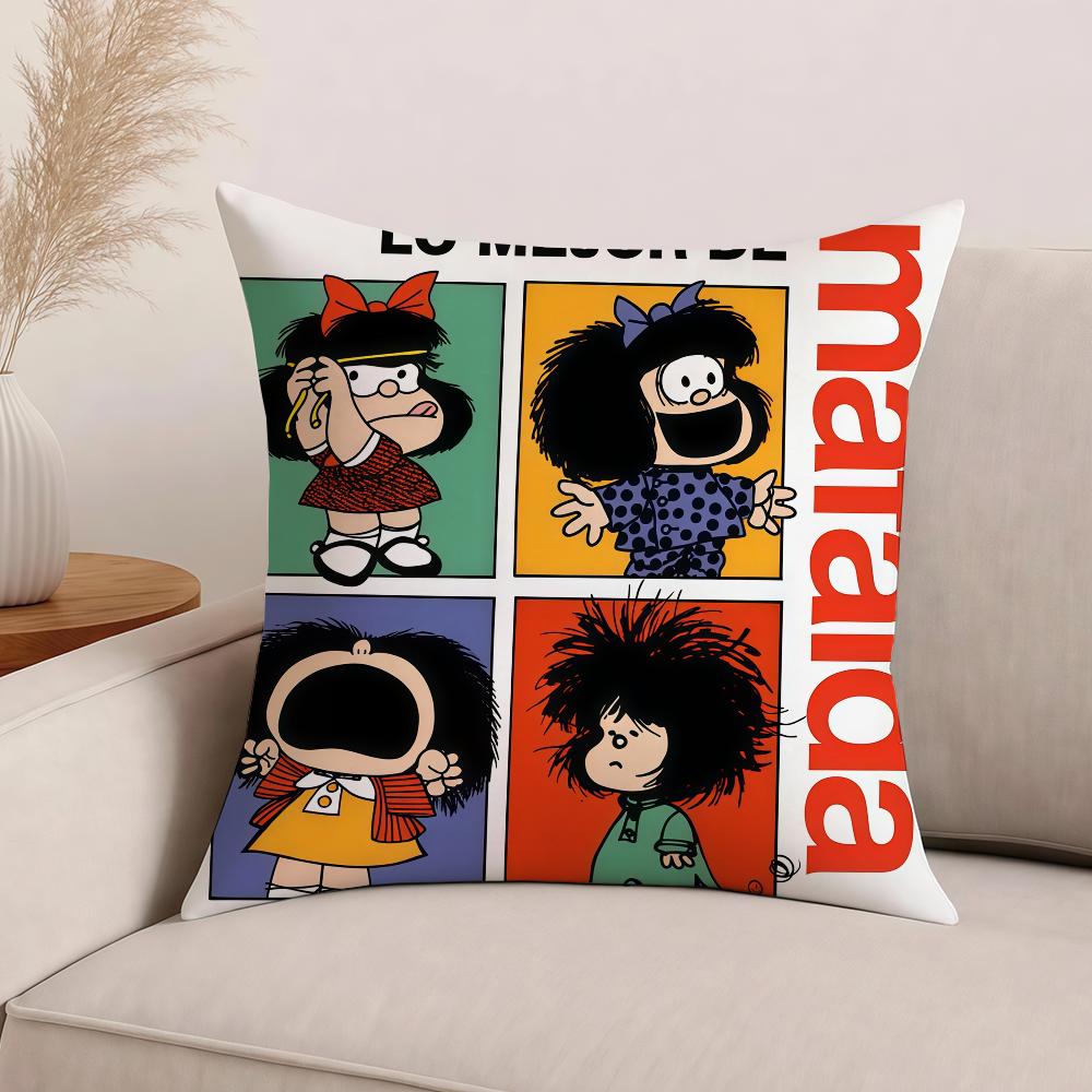 Mafalda Cartoon Cute Pillow Case Office Cushions Suitable For Sofa Car Bedroom Decorative Cushion Cover