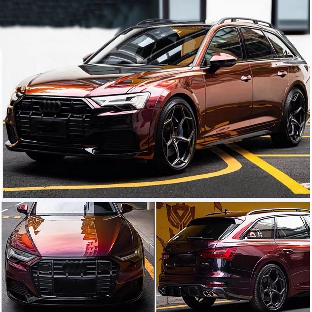 LZLRUN Premium Gloss Liquid Metal Red Vinyl Wrap Sticker for