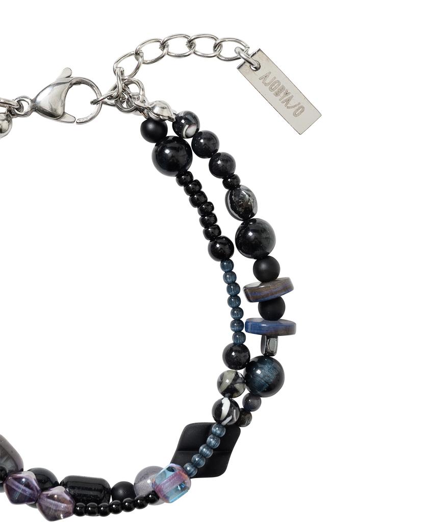 Ajobyajo Black Light Beads Layered Bracelet [Black]